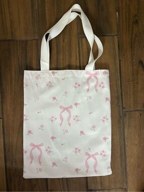Pink Bow & Floral Tote Bag